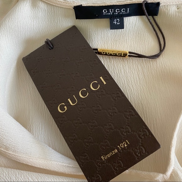 Gucci ivory embellished neckline silk blouse - Picture 7 of 11